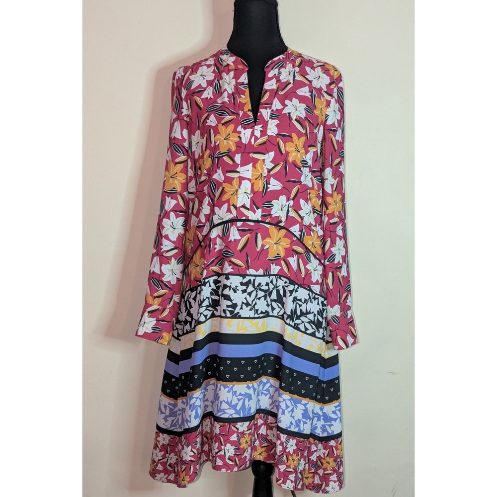 Taylor Floral Print Long Sleeve A-line Dress Size 6 1317M